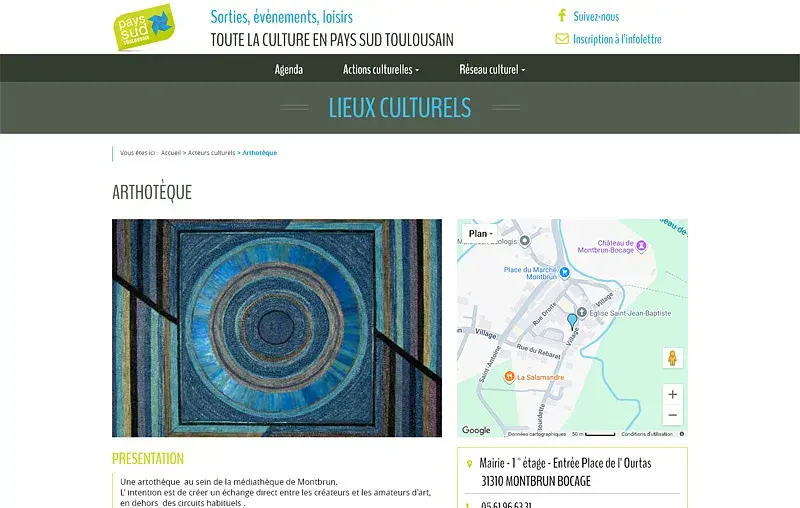 Page détaillée d'un lieu culturel