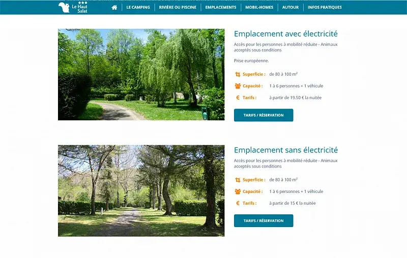 Choix d'emplacements selon les caractéristiques