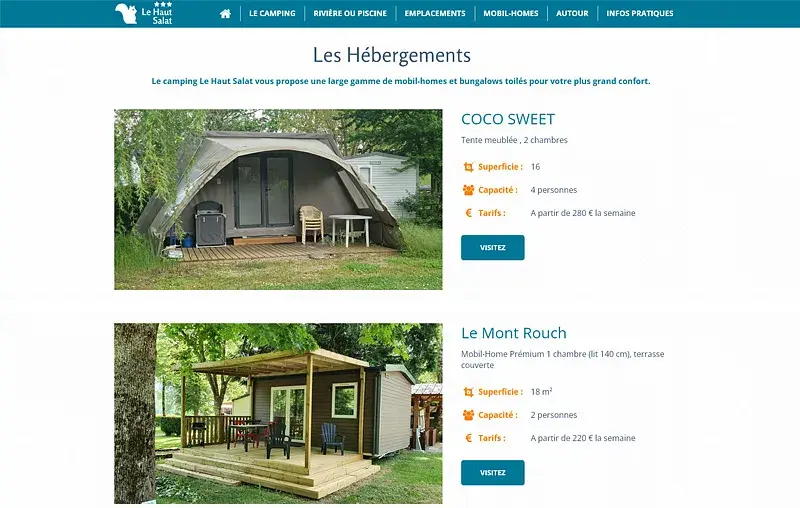 Choix parmi des hébergements variés et confortables