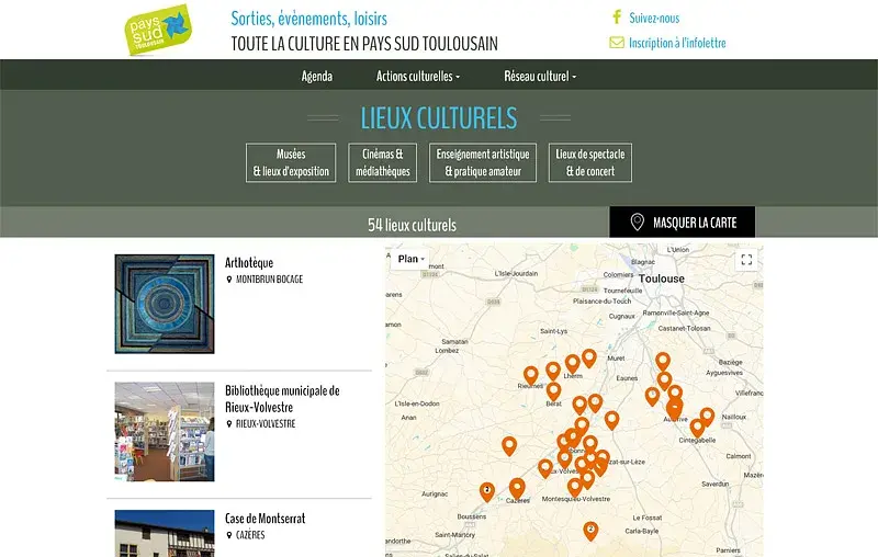 Liste des lieux culturels avec carte interactive